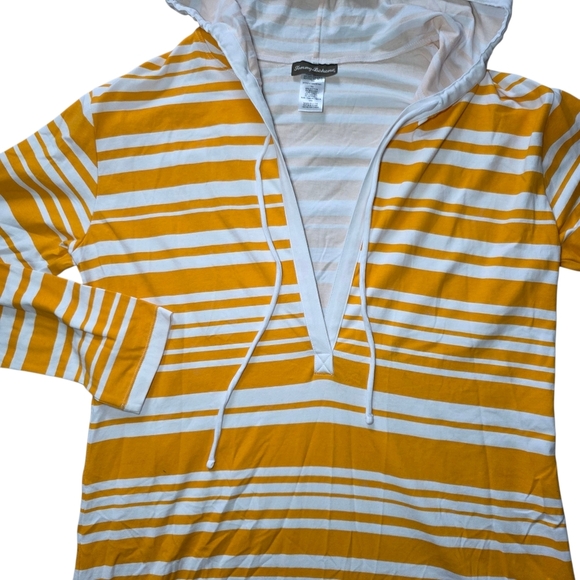 Tommy Bahama Sportif Stripped Hooded Swim Cover / Dress, Color Soleil, Size Med - Picture 3 of 12